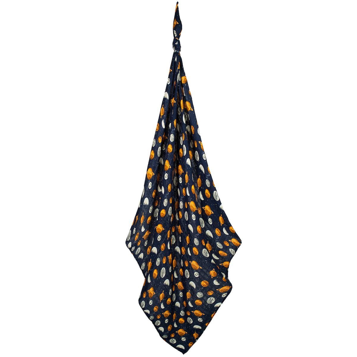 Milkbarn Planets dark navy blue bamboo swaddle blanket, breathable bamboo cotton muslin baby swaddle for infants