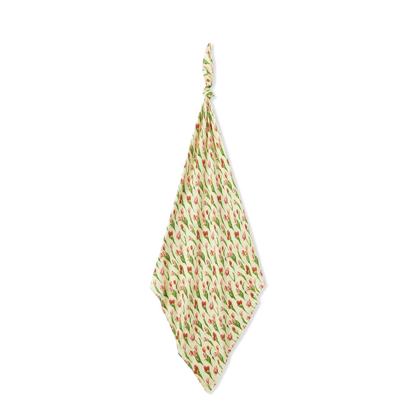 Milkbarn Tulip bamboo swaddle blanket in light green and pink, gentle bamboo and cotton swaddle for infants