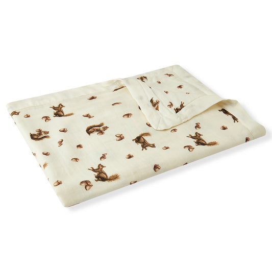 Milkbarn Chipmunk cream big lovey blanket, soft bamboo and organic cotton comfort blanket for babies and toddlers