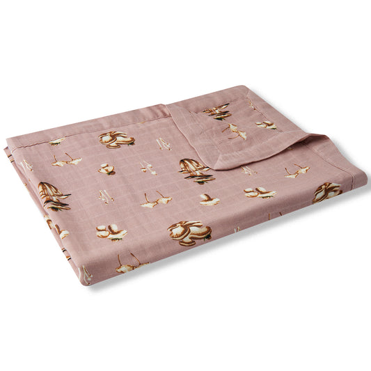 Milkbarn Mushroom pink big lovey blanket, soothing bamboo and organic cotton security blanket for infants