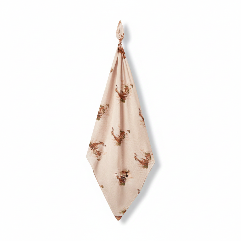 Milkbarn's floral fox print swaddle blanket bamboo for newborns