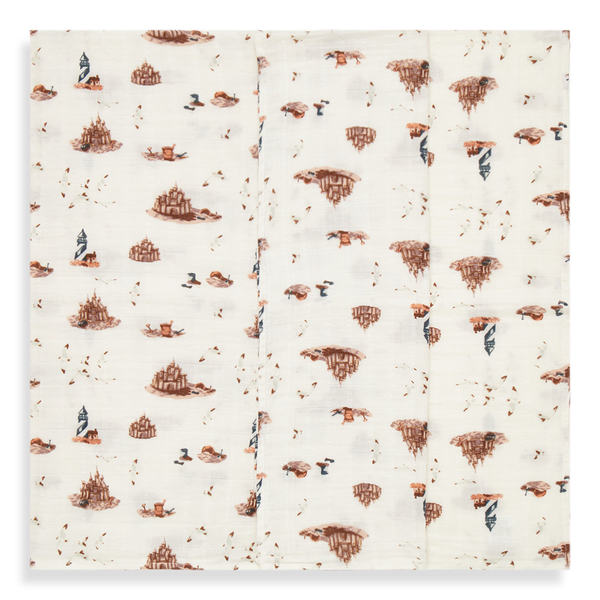 Milkbarn Sandcastle organic cotton swaddle blanket in beige, breathable cotton swaddle blanket for infants and toddlers