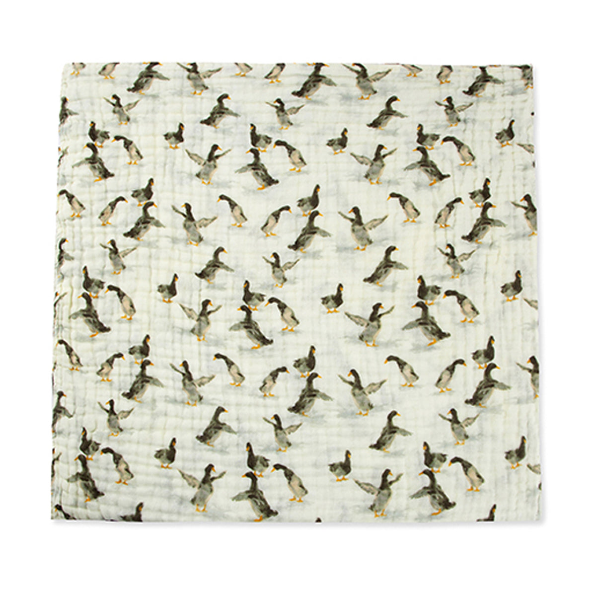 Milkbarn Duck organic cotton baby towel with cheerful ducks, extra-soft absorbency for bath, pool, or beach adventures.