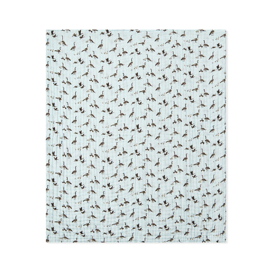 Milkbarn Goose 100% cotton baby towel in light blue with whimsical geese, perfect for cozy bath time or sun-soaked beach adventures.