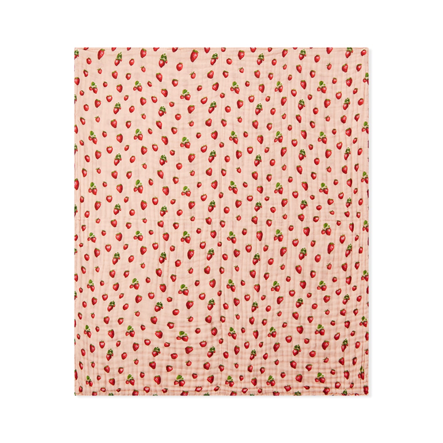 Milkbarn Strawberry organic cotton towel for babies and toddlers with sweet red strawberries, soft absorbency for bath or beach.