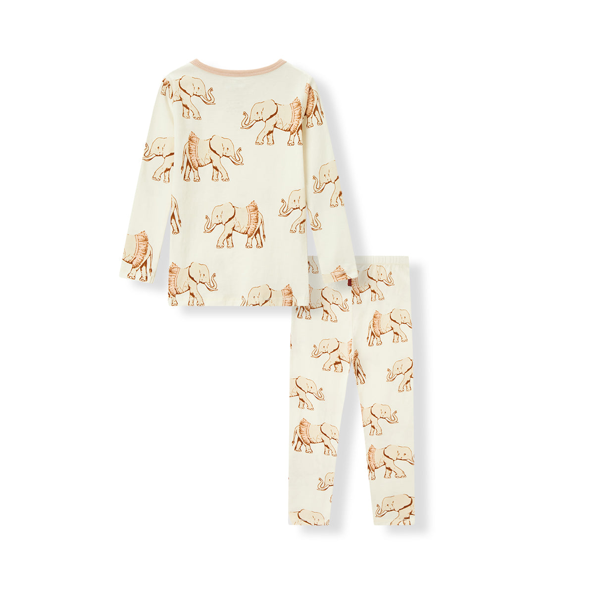 Back view of tutu elephant print cotton stretch two piece pajamas for toddlers and girls