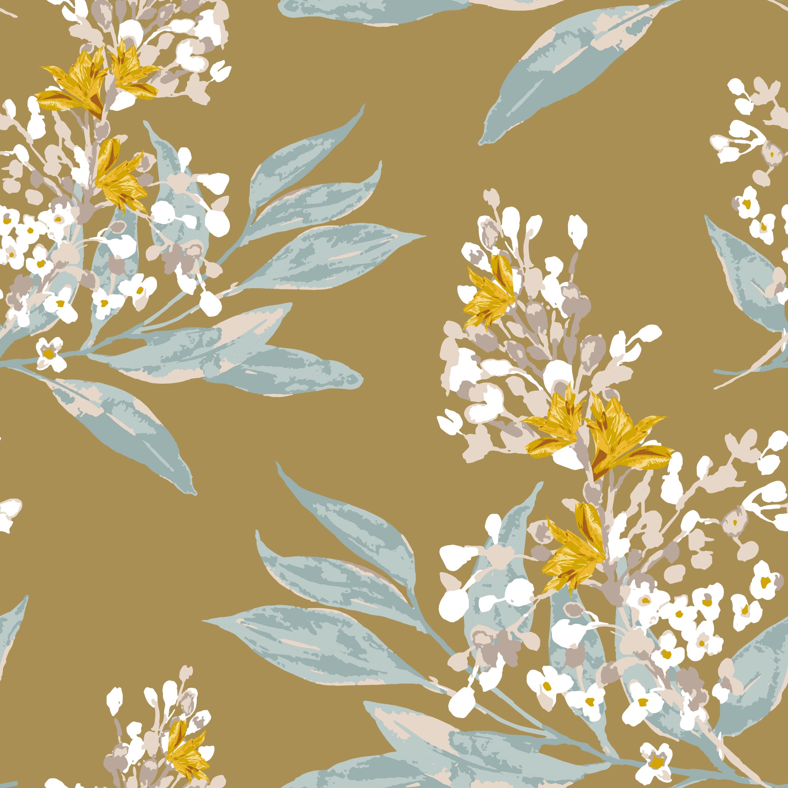 Gold Floral Print