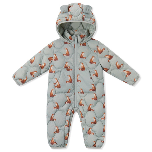 Fox Lightweight Down Quilted Hooded Jumpsuit