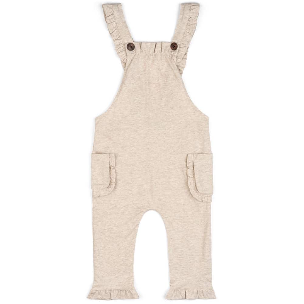 Heathered Oatmeal Organic Cotton Ruffle Overall – MILKBARN