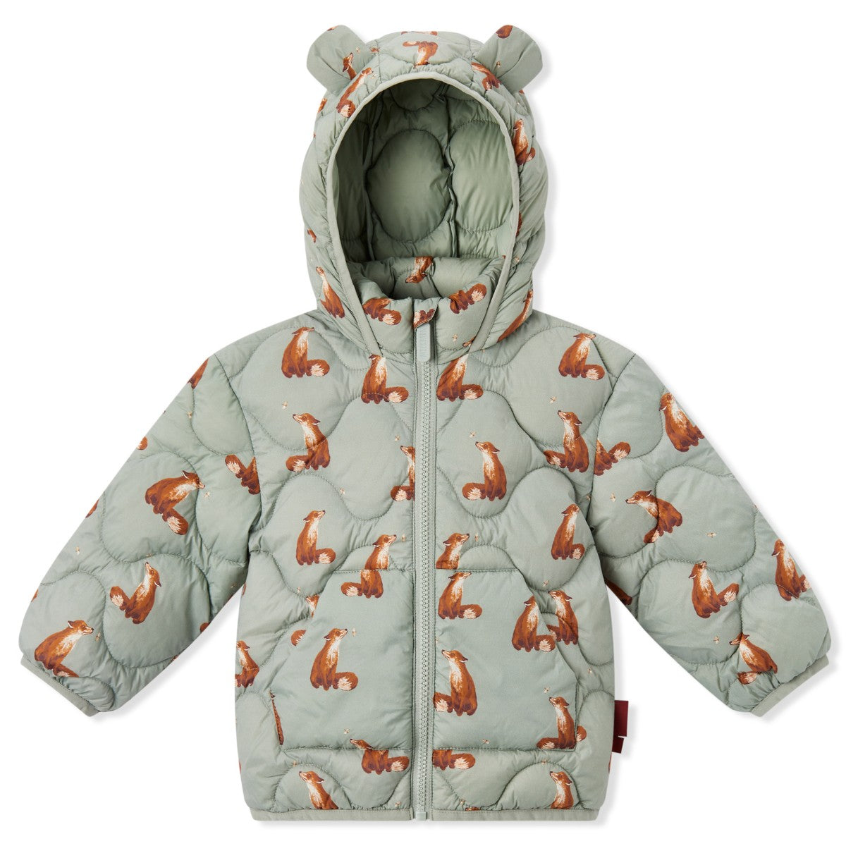 Milkbarn Kids Nylon Down Jacket Fox baby Apparel Cold Weather in Gold Fox fabric Front