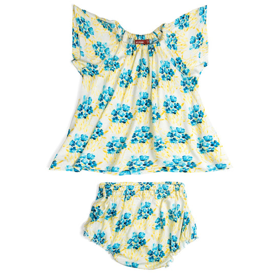 Sky Floral Bamboo Dress and Bloomer Set