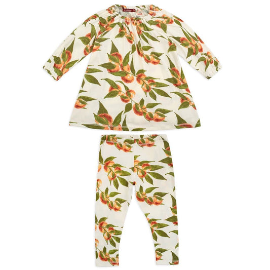 Organic Cotton Peaches Dress and Legging Set by Milkbarn Kids