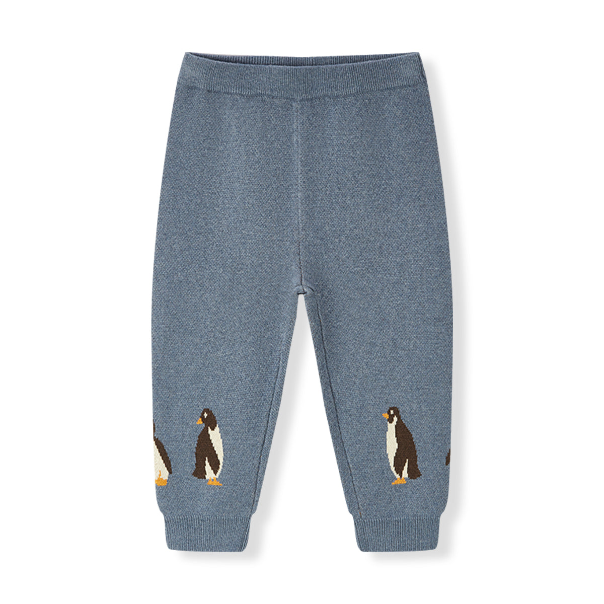 Milkbarn Kids Cotton Cashmere Knitted Sweatpants baby Apparel Bottoms in Penguin Family fabric Front
