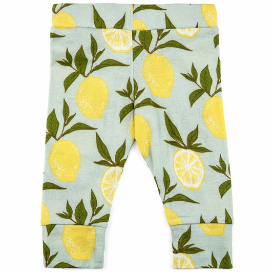 Organic Cotton Baby Leggings or Tights in the Lemon Print by Milkbarn Kids