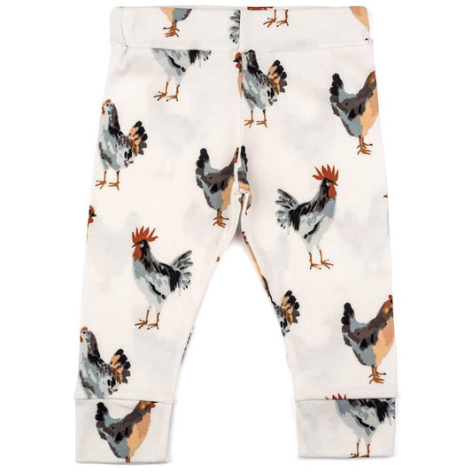 Organic Cotton Baby Leggings in the Chicken Print by Milkbarn Kids