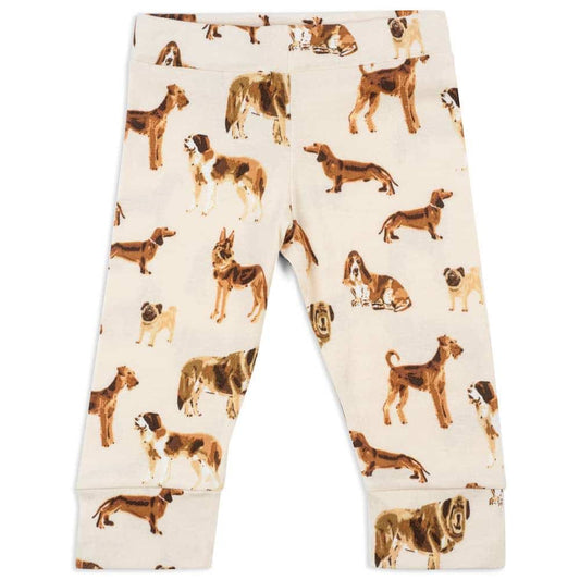 Organic Cotton Legging or Lounge Pant in the Natural Dog Print by Milkbarn Kids