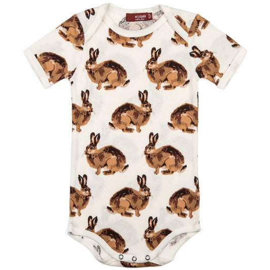 Milkbarn Kids Organic Cotton Baby One Piece or Onesie in the Bunny and Rabbit Print