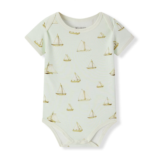 sailboat melody organic cotton short sleeve one piece 1
