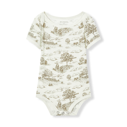Country Toile Luxe Stretch Short Sleeve One Piece