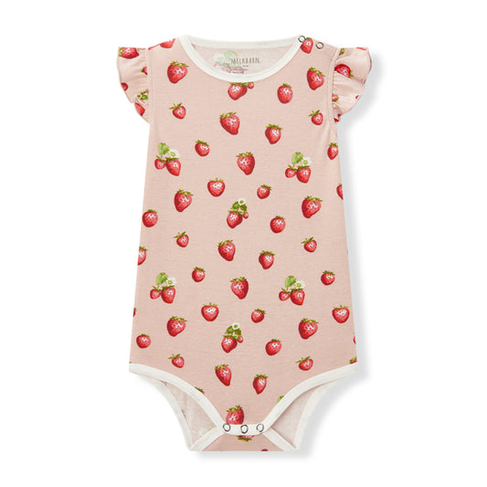 Strawberry Organic Cotton Ruffle One Piece