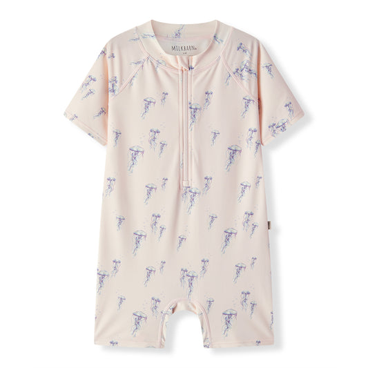 sunset jellyfish zipper shortall swimsuit