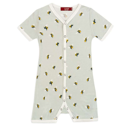 Bamboo Shortall in the Bumblebee Print by Milkbarn Kids