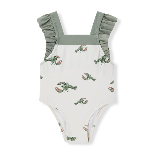 Mint Lobster Ruffle Square Neck Swimsuit