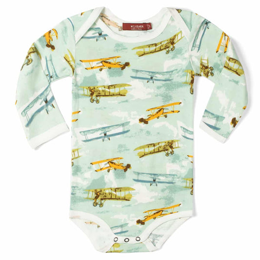 Vintage Planes Organic Long Sleeve One Piece