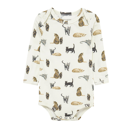 Cat Cotton Stretch Long Sleeve One Piece