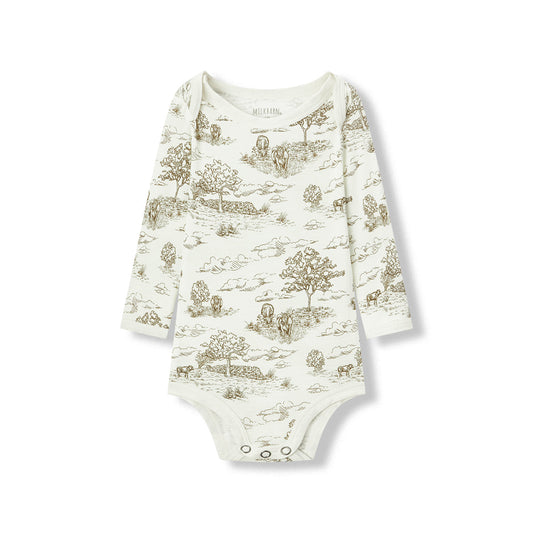 Country Toile Luxe Stretch Long Sleeve One Piece