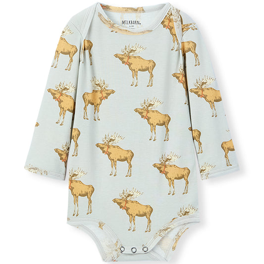 Organic Cotton Long Sleeve One Piece Moose