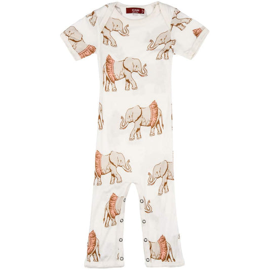 Milkbarn Kids Bamboo Romper or Jumpsuit in the Tutu Elephant Print