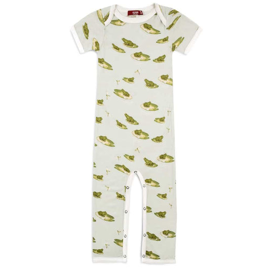 Bamboo Baby Romper Jumpsuit in the Leapfrog Print by Milkbarn Kids