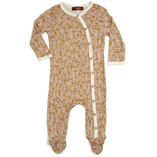 Milkbarn Kids Bamboo Baby Footed Romper Jumpsuit or Footie in the Rose Floral Print