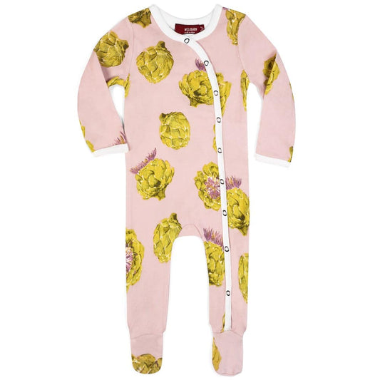 Milkbarn Kids Organic Cotton Baby Footed Romper Jumpsuit or Footie in the Artichoke Print