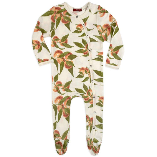 Peaches Organic Cotton Footed Romper by Milkbarn Kids