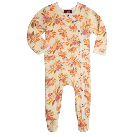 Vintage Floral Organic Snap Footed Romper