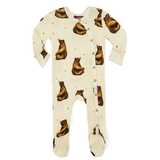 37137 - Honey Bear Bamboo Snap Footed Romper