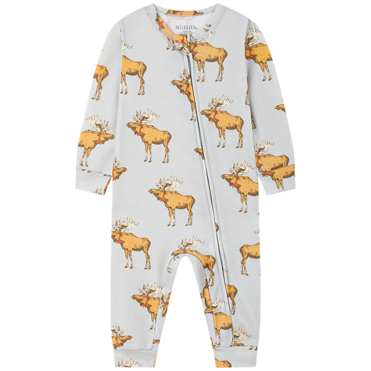 Organic Cotton Zipper Pajama Moose