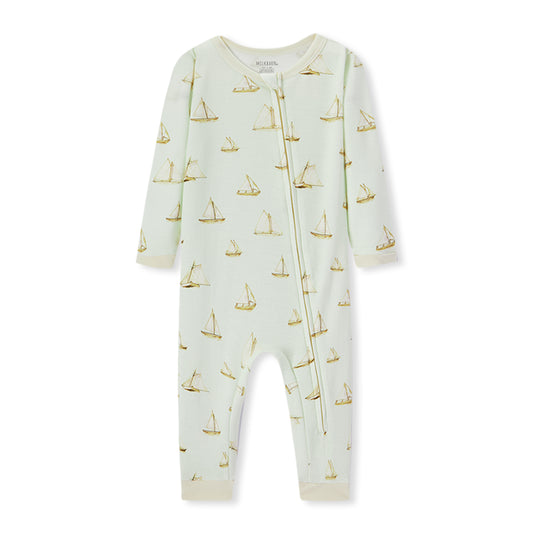 sailboat melody organic cotton zipper pajama