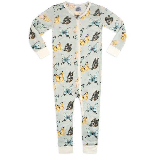 Bamboo Zipper Pajama in the Butterfly Print by Milkbarn Kids