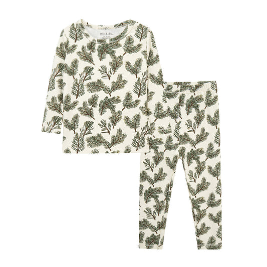 Pine Brushed Long Sleeve Two Piece Pajama Set