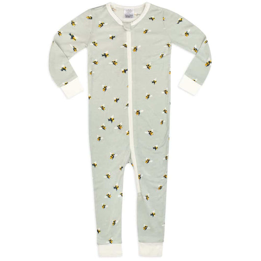 Bamboo Zipper Pajama in the Bumblebee Print by Milkbarn Kids