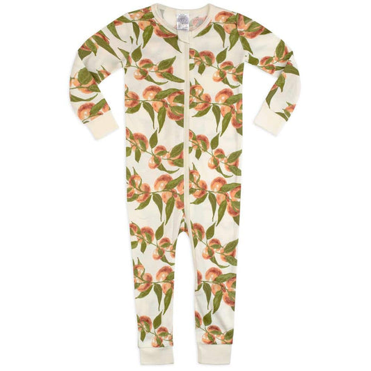 Organic Cotton Zipper Pajama in the Peaches Print by Milkbarn Kids