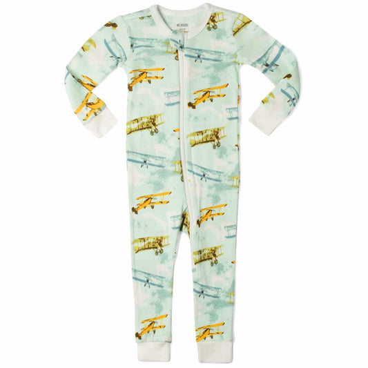 Vintage Planes Organic Zipper Pajama