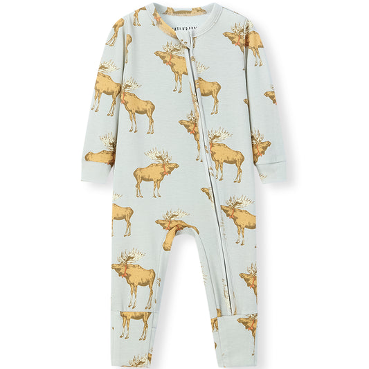 Organic Cotton Convertible Footed Romper Moose