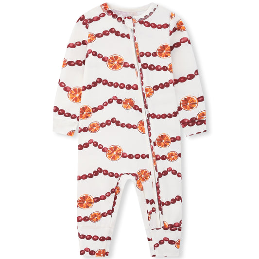 Cotton Stretch Convertible Footed Romper Cranberry Garland
