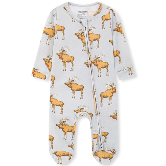 Organic Cotton Zipper Footed Romper Moose