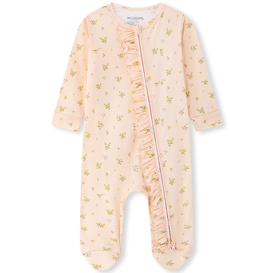 Organic Cotton Ruffle Footed Romper Dainty Floral