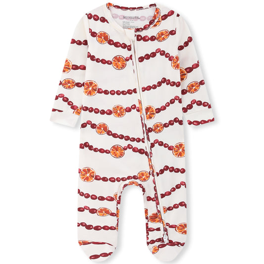 Cotton Stretch Zipper Footed Romper Cranberry Garland